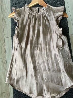 Jason Wu Satin Sleeveless Ruffle-Trim Blouse in Light Taupe